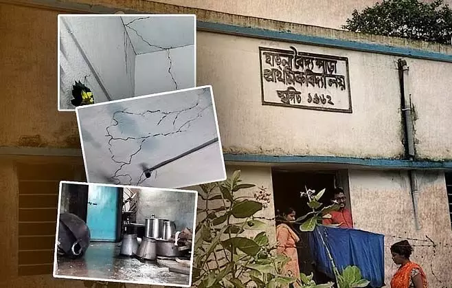 छत गिर रही है, छात्रों को बिजली के झटके लग रहे
