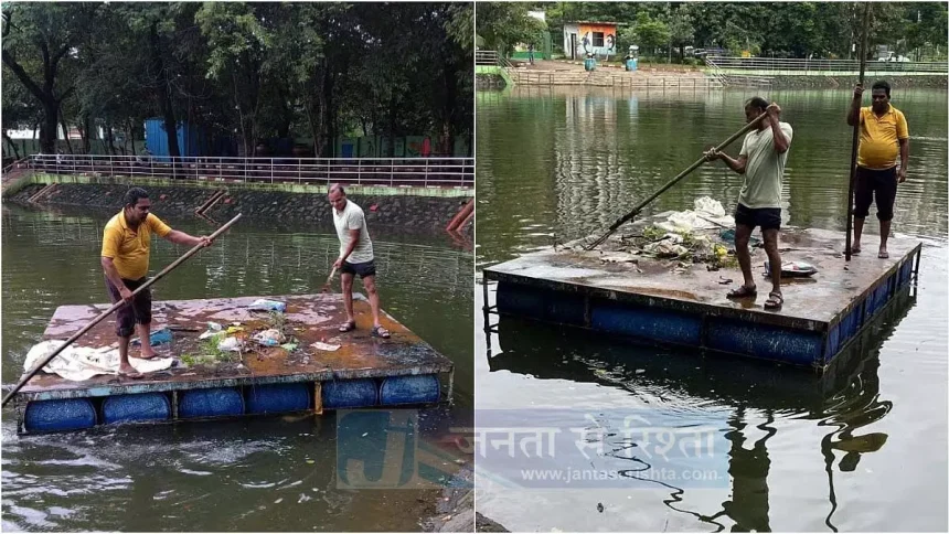 पनवेल नगर निगम ने मानसून रोगों से बचाव के लिए कलंबोली झील की सफाई की