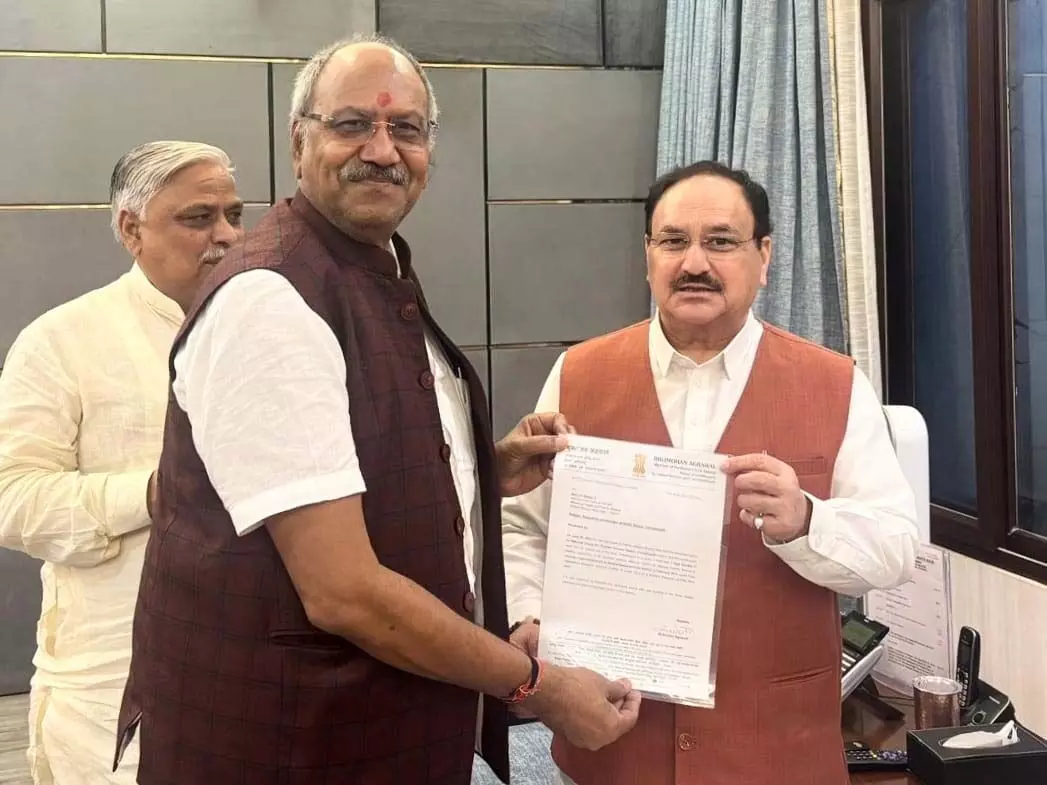 जे.पी. नड्डा से मिले सांसद बृजमोहन अग्रवाल, रायपुर में राष्ट्रीय रोग नियंत्रण केंद्र स्थापना की मांग