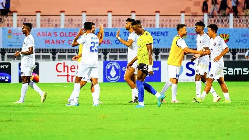 भारतीय नौसेना ने ग्रुप एफ मुकाबले में रियल कश्मीर एफसी को 2-1 से हराया