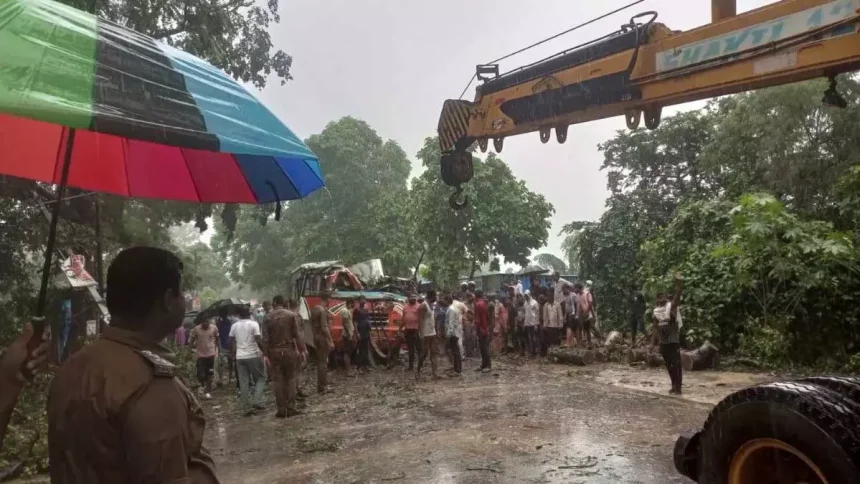 भारी बारिश के कारण रोडवेज बस पर गिरा पेड़, चालक समेत 4 की मौत