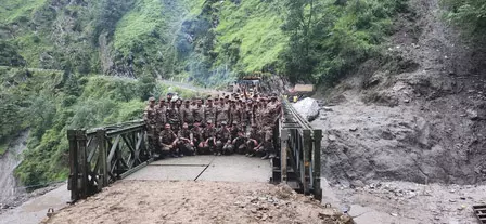 उत्तरकाशी आपदा: बीआरओ, सेना ने धराली में बेली ब्रिज का निर्माण पूरा किया | Uttarkashi disaster: BRO, Army complete construction of Bailey bridge at Dharali | उत्तरकाशी आपदा: बीआरओ, सेना ने धराली में बेली ब्रिज का निर्माण पूरा किया