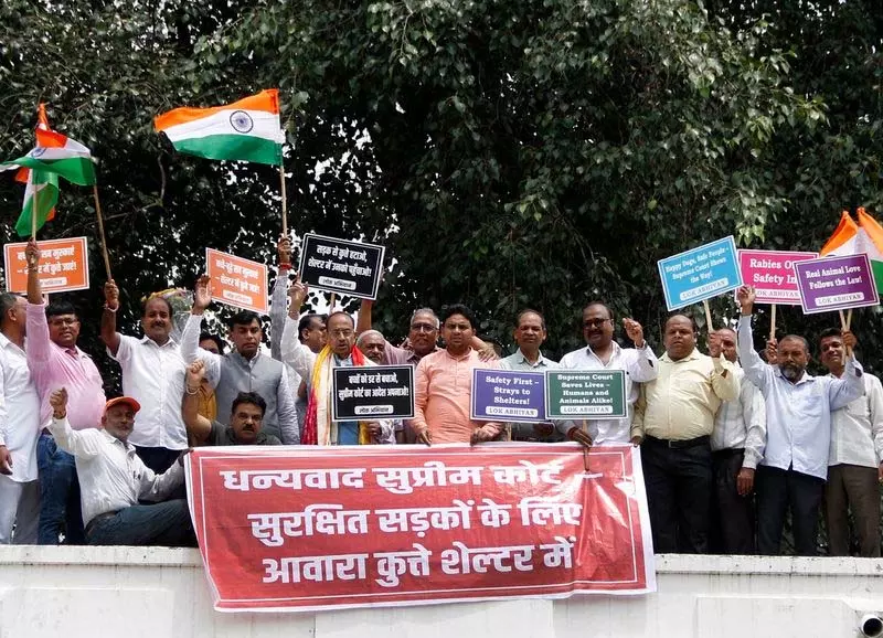 Delhi आवारा कुत्तों पर SC के आदेश पर आभार जताते हुए पूर्व मंत्री व निवासियों की रैली | Delhi Former minister and residents rally to express gratitude for SC order on stray dogs  Delhi आवारा कुत्तों पर SC के आदेश पर आभार जताते हुए पूर्व मंत्री व निवासियों की रैली