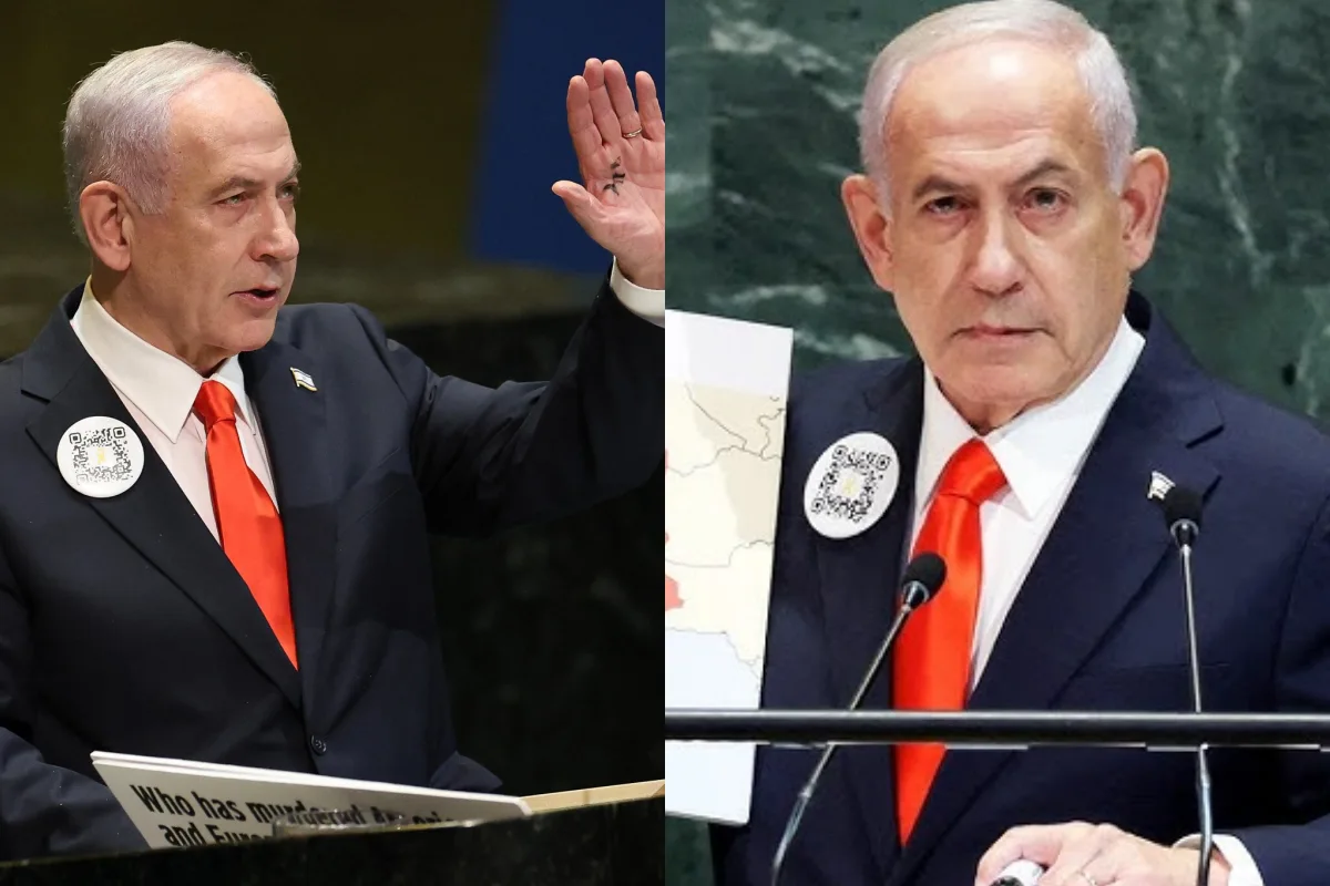 Netanyahu QR Code in UN: QR कोड के साथ संयुक्त राष्ट्र में नेतन्याहू ने दी स्पीच, जानें इस