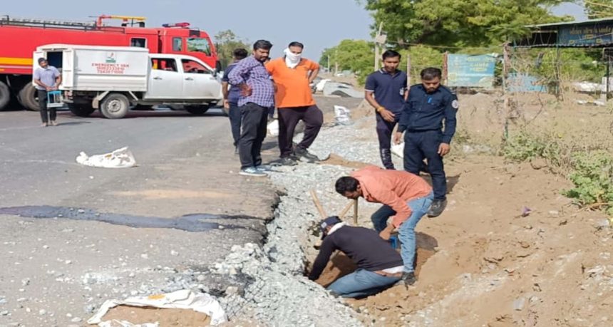 મહેસાણા-ગાંધીનગર લિંક રોડ પર ગેસ લાઇન લીક થતાં લાગી આગ,...