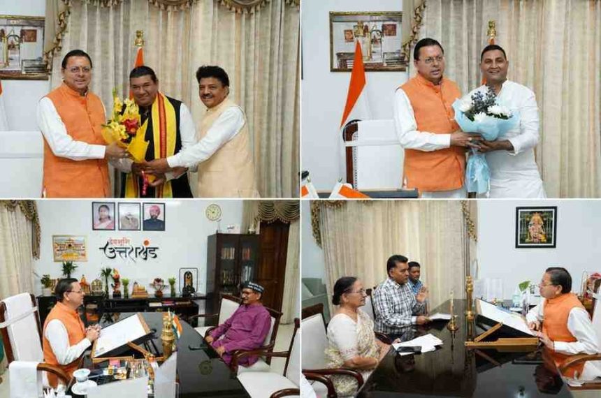 मुख्यमंत्री धामी से की विभिन्न जनप्रतिनिधियों ने मुलाकात, क्षेत्रीय विकास कार्यों पर हुई चर्चा